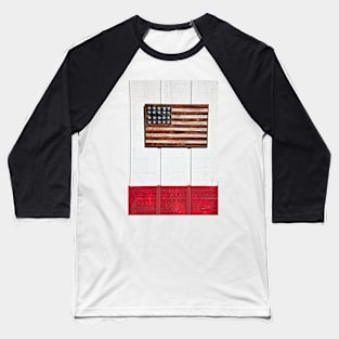 Folk art American flag on wooden wall Baseball T-Shirt